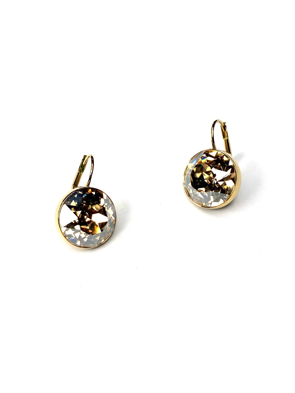 Elegant Swarovski "Bella" Golden Shadow Leverback Earrings